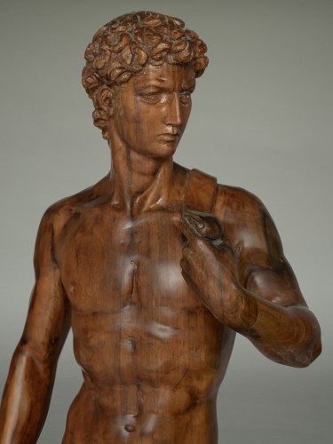 David de Florence, bois de noyer sculpté vers 1900 - Art nouveau