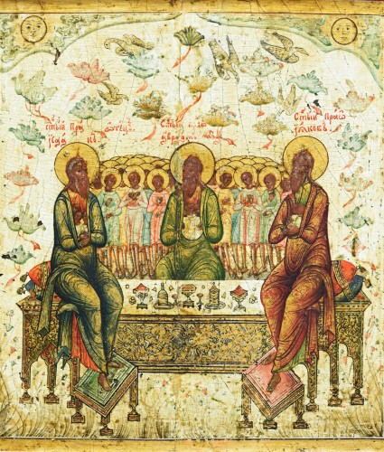 Art sacré, objets religieux  - Icône de montre les patriarches au paradis vers 1700-20
