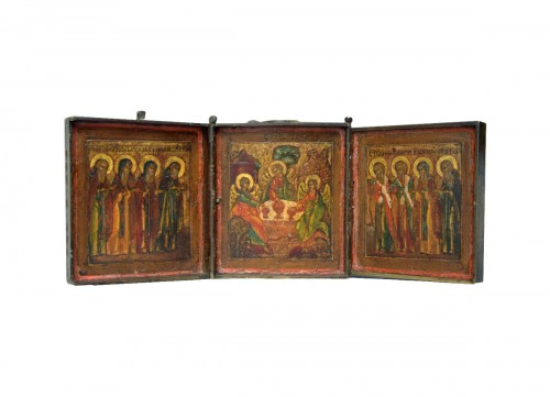 Icône Triptyche de voyage ers 1680, Russie Monastère de Neviansk