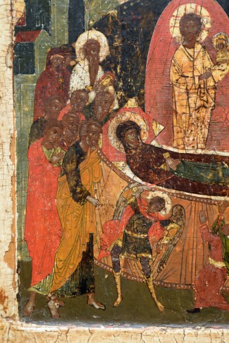 Art sacré, objets religieux  - Icône le décès de la mère de Dieu vers 1600