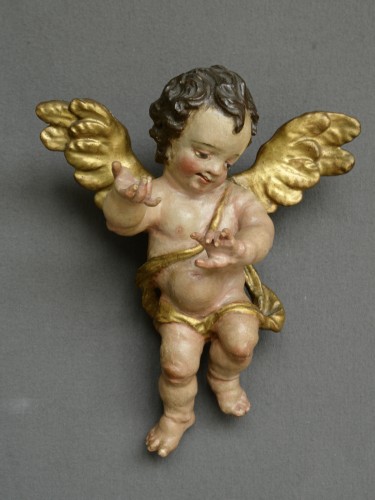 Pair of floating baroque angels - Sculpture Style French Regence