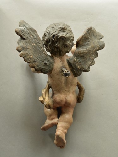 Pair of floating baroque angels - 