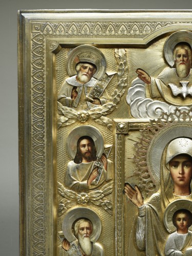 Religious Antiques  - Icon Kurskaja with a silver gilded riza