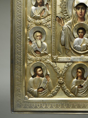 19th century - Icon Kurskaja with a silver gilded riza