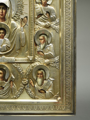 Icon Kurskaja with a silver gilded riza - Art nouveau