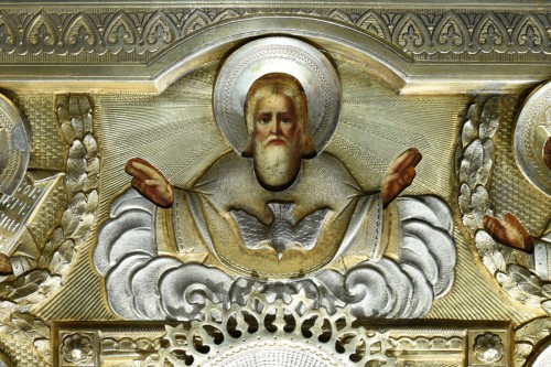 Antiquités - Icon Kurskaja with a silver gilded riza