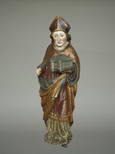 Sculpture Sculpture en Bois - Saint Wolfgang avec église, Allemagne du Sud vers 1500