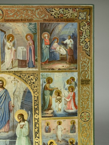 Icône Résurrection du Christ et jour des fêtes Russie vers 1910 - Galerie Puch
