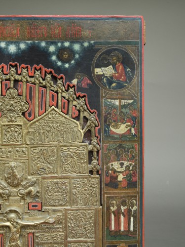 Art sacré, objets religieux  - Icône Staurotheque Russie vers 1820