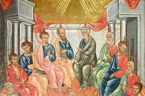 Icône Pentecôte Grèce vers 1730-1750 - Art sacré, objets religieux Style Louis XIV
