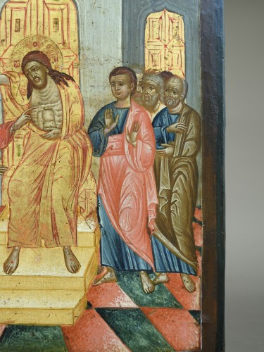 Art sacré, objets religieux  - Icône Saint Thomas incrédule, Grèce 17e siècle