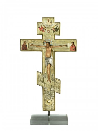 Croix avec riza argent vermeil émaillé 19e siécle Kasteel de Wijenburgh