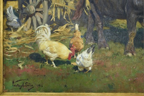 Vastagh Géza (1866-1919)  - Chariot tire par deux buffles  - 