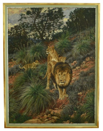 Vastagh Géza (1866-1919) Famille de lions