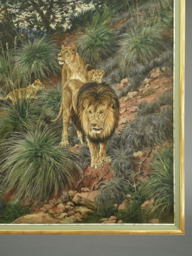 Vastagh Géza (1866-1919) Famille de lions - Tableaux et dessins Style 