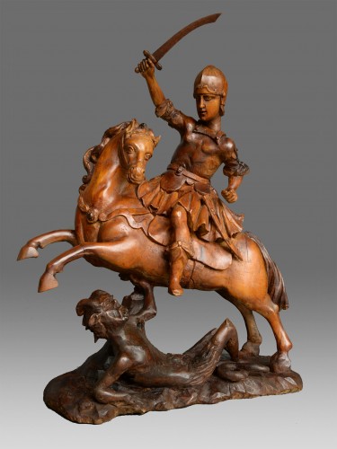 Saint Michel sur un cheval, Italie fin du XVIIIe siècle - Sculpture Style Louis XVI