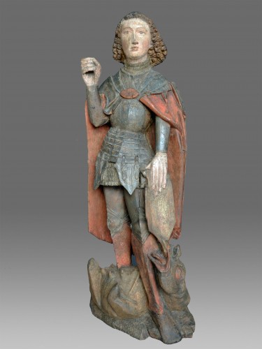 Saint Michel - Allemagne du Nord vers 1460 - Sculpture Style Moyen Âge