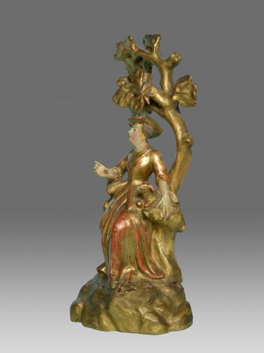 Paire de sculptures en bois polychrome XVIIIe siècle - Galerie Puch