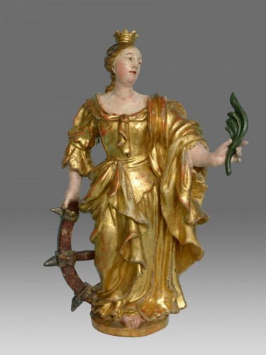 Sculpture Sculpture en Bois - Sainte Catherine vers 1770 Atelier de Christian Jorhan