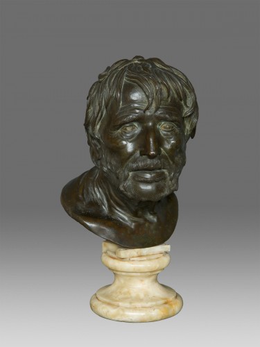 Bust in bronze of Seneca Naples 19th Century - Sculpture Style Napoléon III