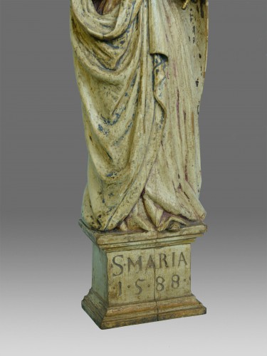 Sculpture Sculpture en Bois - Vierge à l'Enfant, Italie daté de 1588