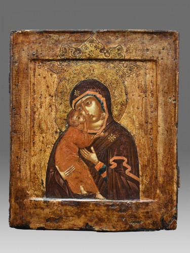 Icone Vierge de dieu "Volokolamskaja" 17e Siècle - Art sacré, objets religieux Style Louis XIII