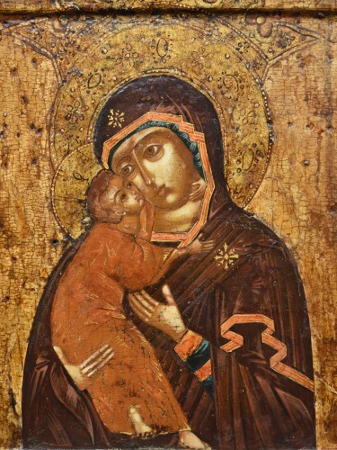 Art sacré, objets religieux  - Icone Vierge de dieu "Volokolamskaja" 17e Siècle
