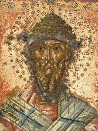 Icon Icone byzantine XVe siècle Saint Spiridon - Art sacré, objets religieux Style Moyen Âge