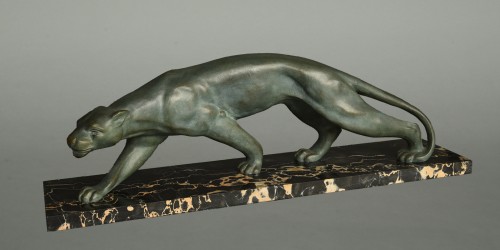 Panthere en bronze vers 1930 Secondo - Sculpture Style Art Déco
