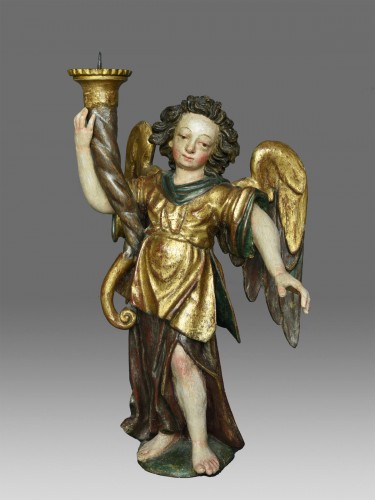 Sculpture Sculpture en Bois - Paire d'anges céroféraires Meinrad Guggenbichler vers 1680