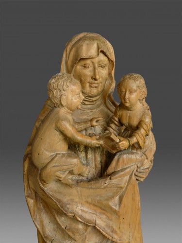 Vierge et l'enfant avec la Saint Anne vers 1480-1500 - Sculpture Style Moyen Âge