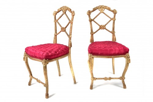 Pair Of Napoléon III Chairs In Golden Wood