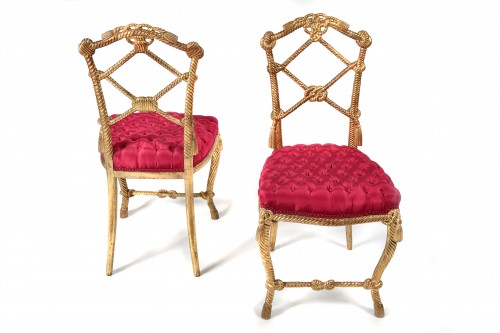 Sièges Chaise - Paire de chaises Napoléon III  en bois doré