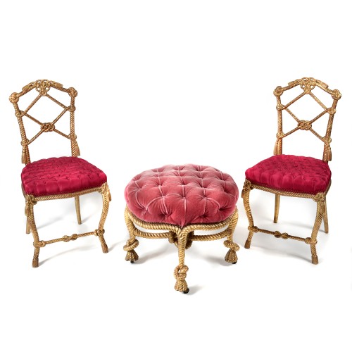 Napoléon III - Paire de chaises Napoléon III  en bois doré