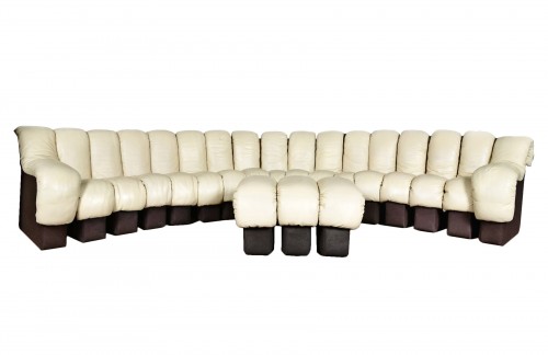A cream leather De Sede sofa 