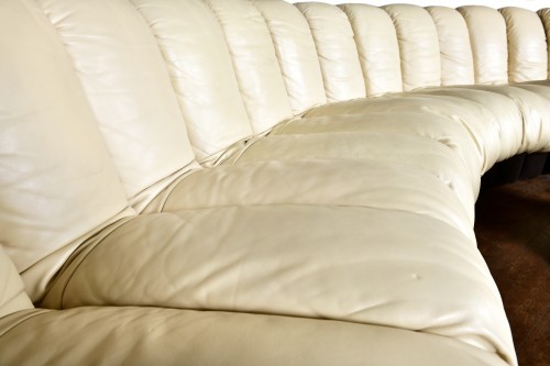 A cream leather De Sede sofa  - Seating Style 50