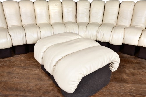 Seating  - A cream leather De Sede sofa 
