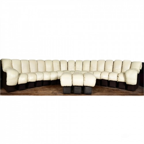 A cream leather De Sede sofa  - 