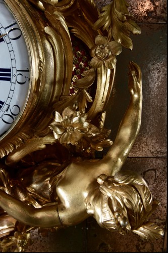 18th century - Cartel en bronze doré d&#039;époque Louis XV