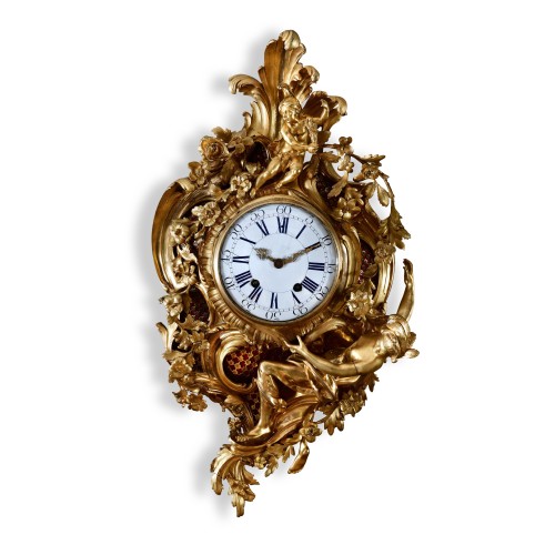 Antiquités - Cartel en bronze doré d&#039;époque Louis XV