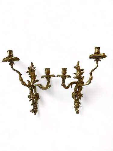 Paire d&#039;appliques en bronze doré - Louis XV