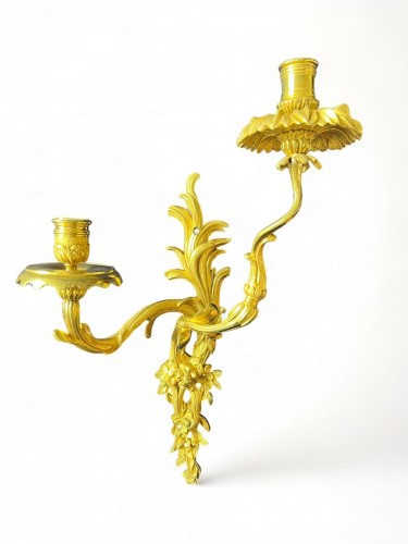 Antiquités - Paire d&#039;appliques en bronze doré