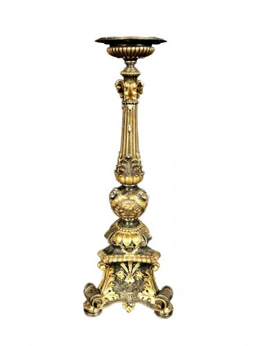 Bougeoir en bronze argenté et doré, attribué à Guiseppe Valadier