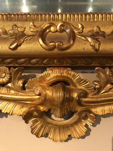 Paire de miroirs en bois doré, Italie XVIIIe siècle - Miroirs, Trumeaux Style Louis XV