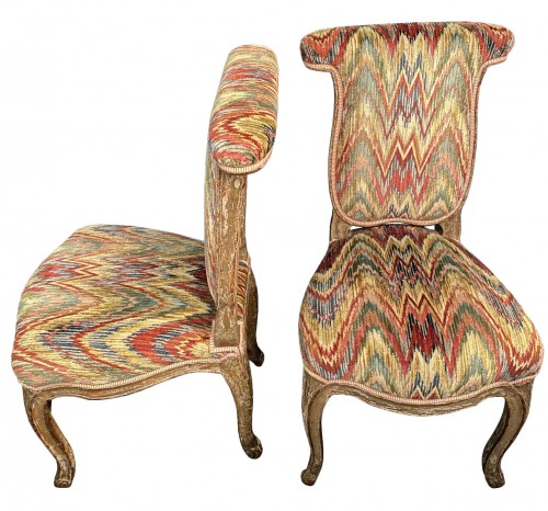 A Pair of Louis XV chairs called voyeuses, stamped Claude- Etienne Michard (1732-1794)