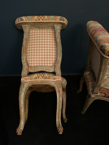 Sièges Chaise - Paire de chaises dites voyeuses d'époque Louis XV estampillées Claude- Etienne Michard (1732-1794)