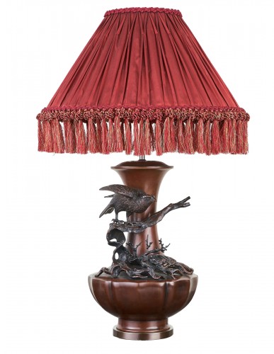 Bronze lamp with patina Japan Meiji period