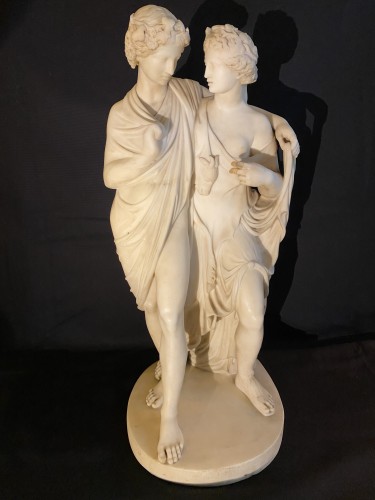 Louis XVI - Bacchus and Ariadne, carved white marble group