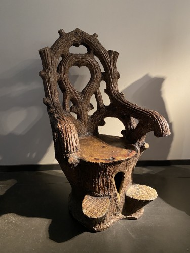 Paire de fauteuils en céramique - Sièges Style Louis-Philippe