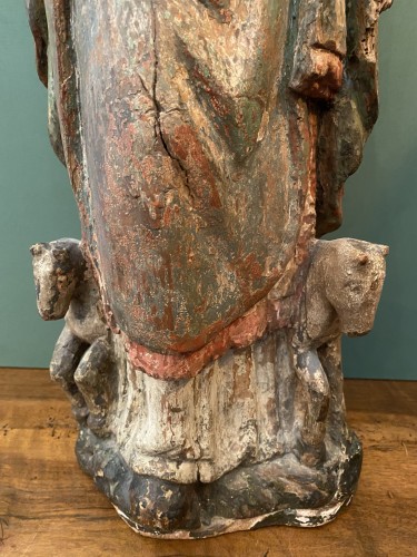 Sculpture  - A 15th century Painted wood figure of saint